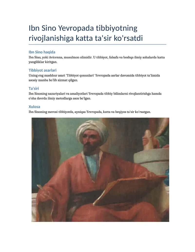 Ibn Sino Tibbiyoti