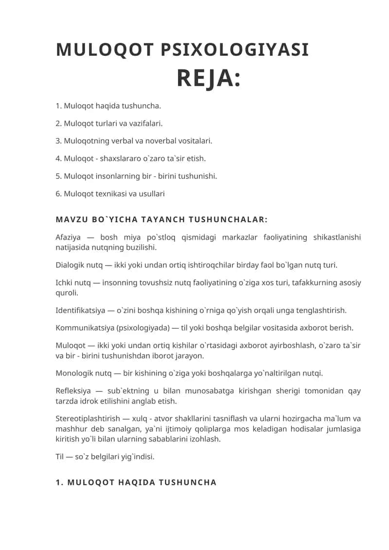 MULOQOT PSIXOLOGIYASI