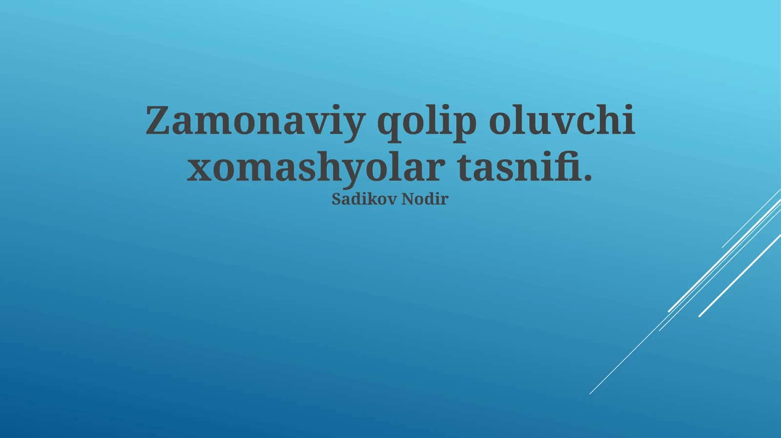 Zamonaviy qolip oluvchi xomashyolar tasnifi