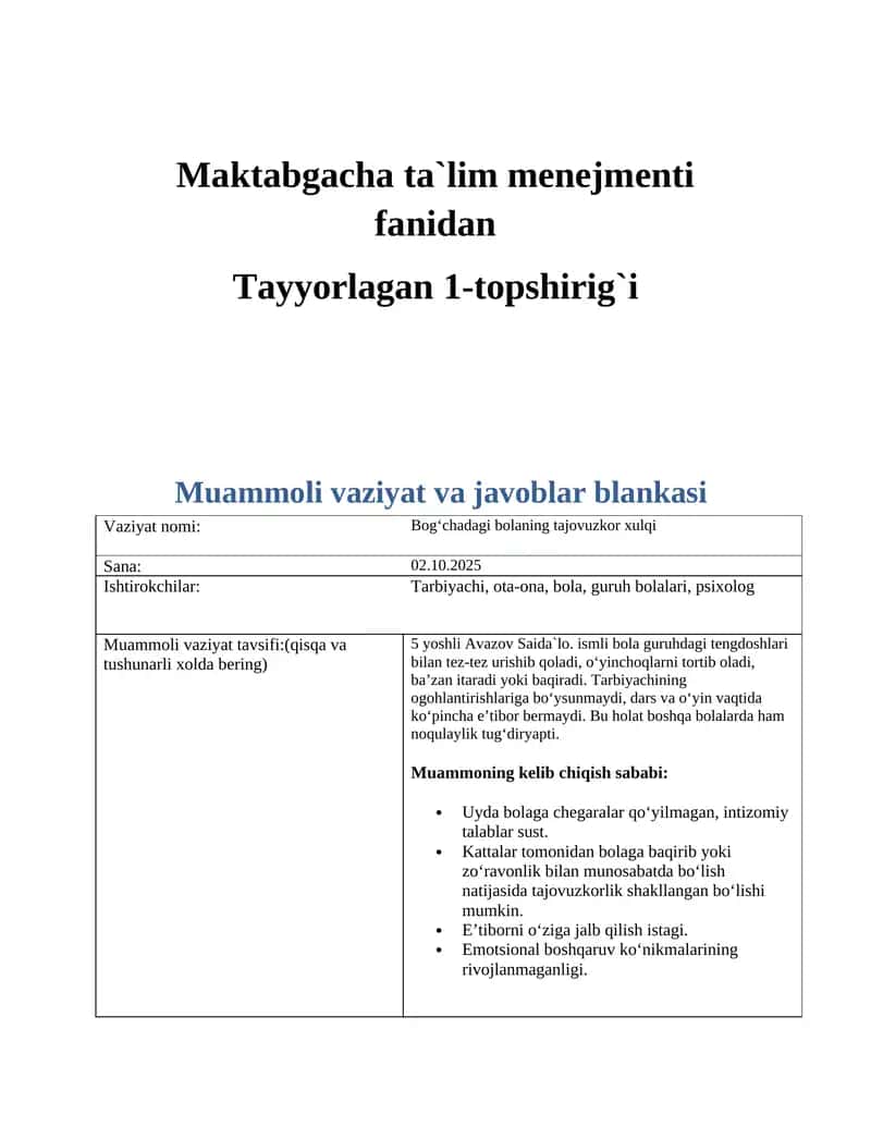 Muammoli vaziyat