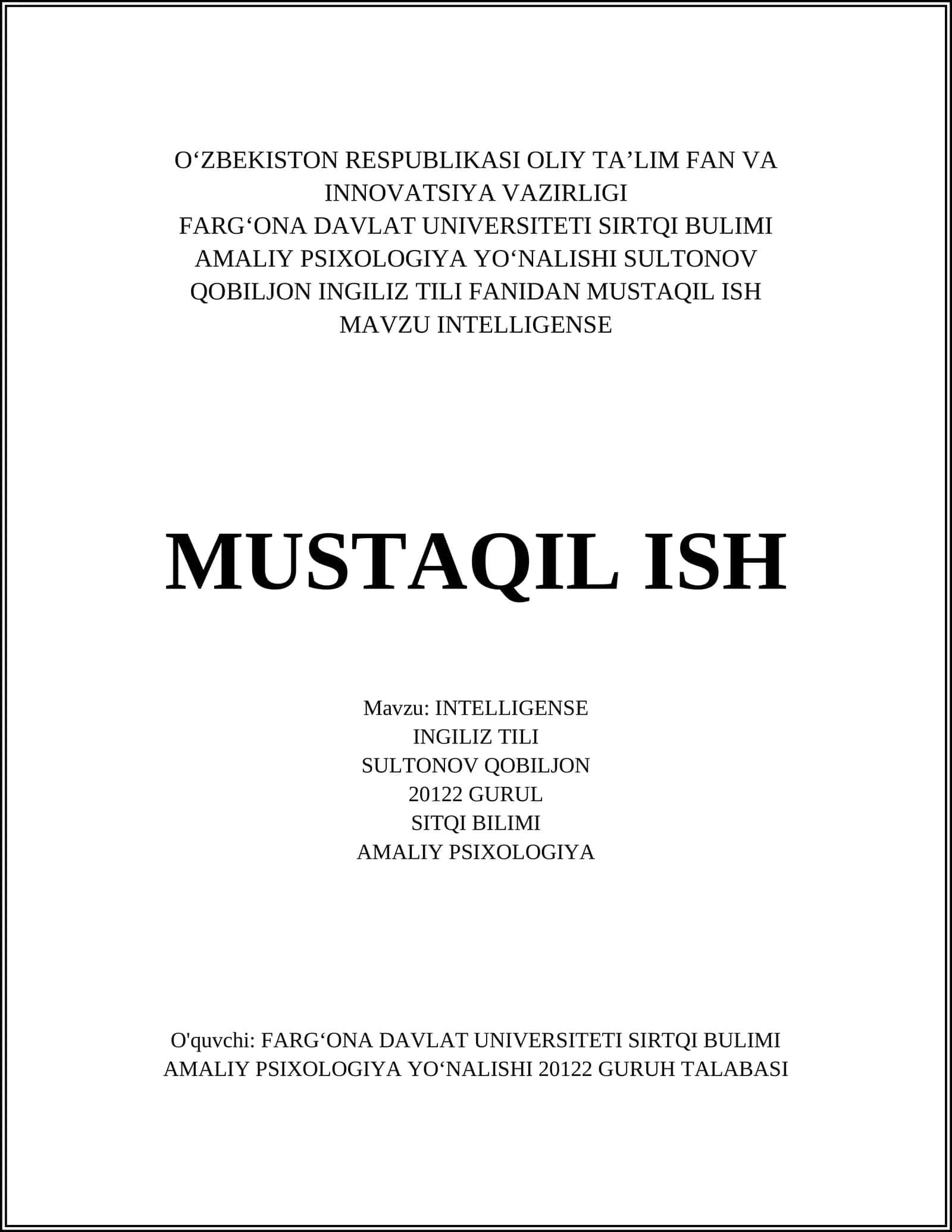 INTELLIGENSE