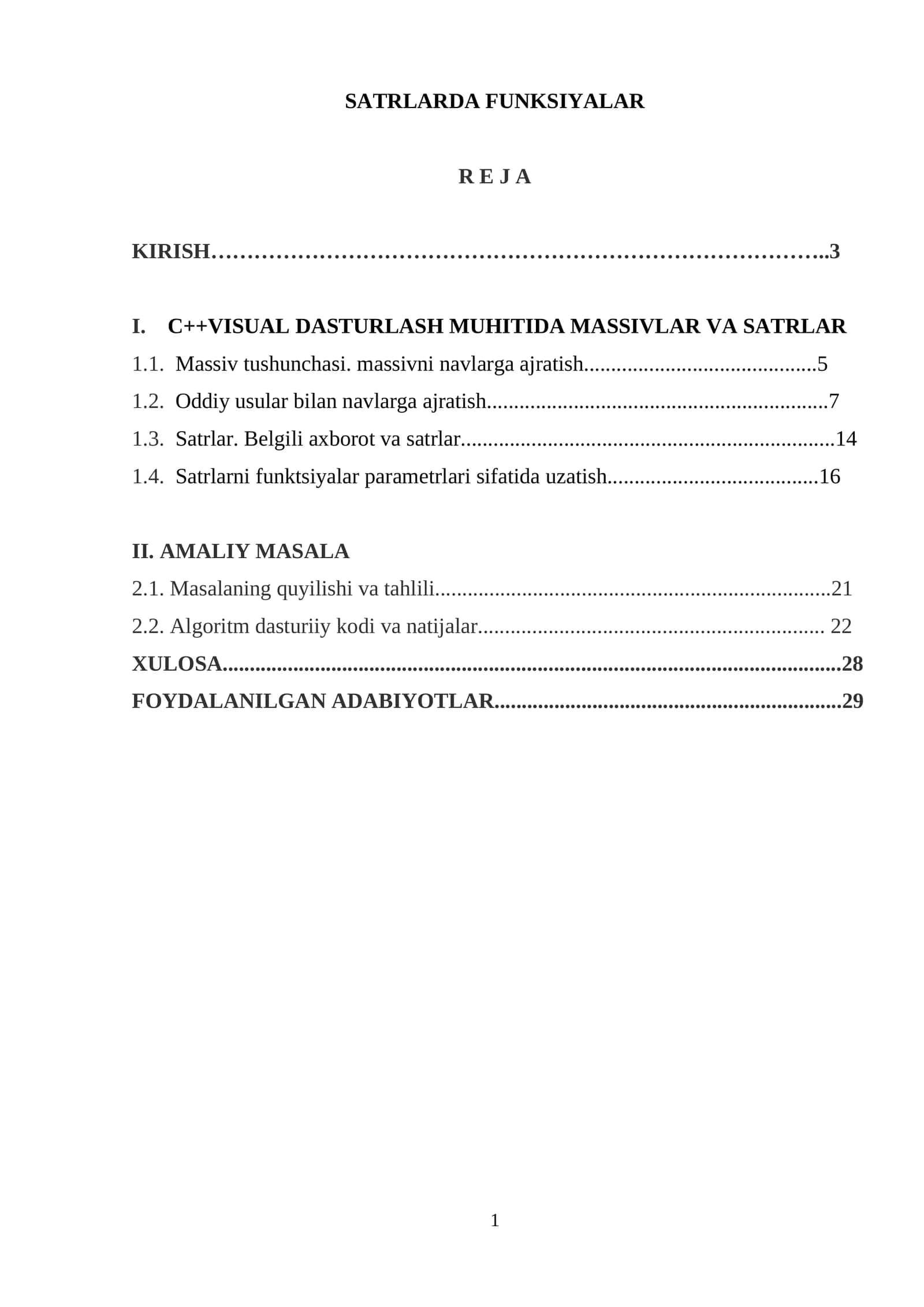 SATRLARDA FUNKSIYALAR