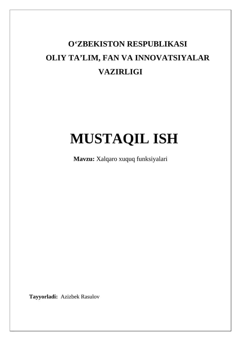 Xalqaro xuquq funksiyalari