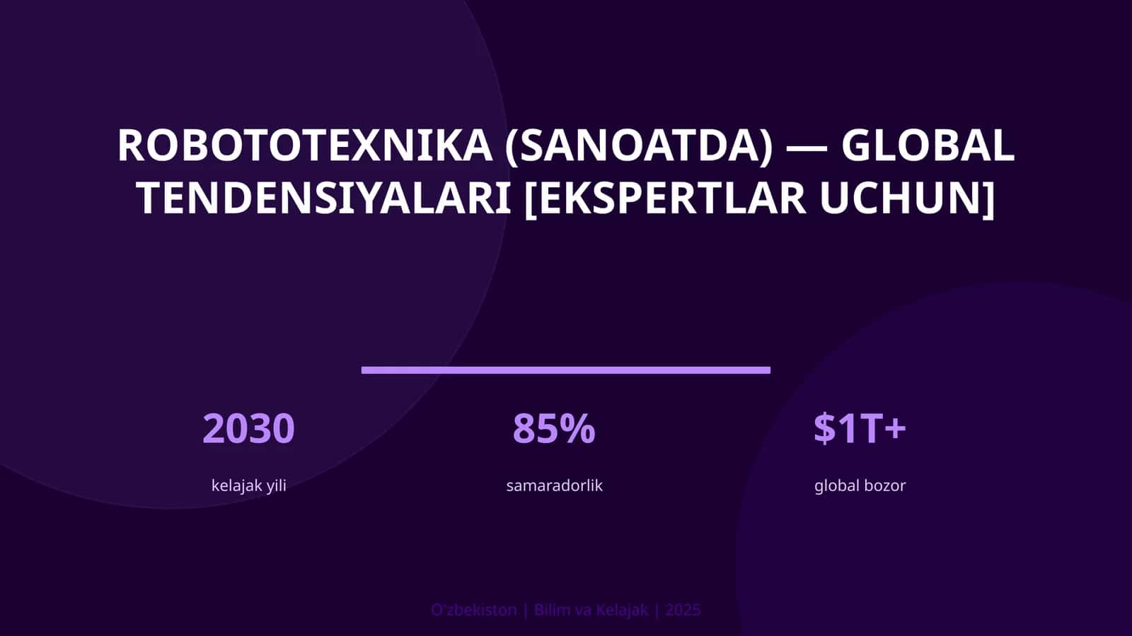 Robototexnika (sanoatda) — global tendensiyalari [ekspertlar uchun]