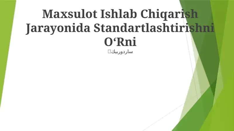 Ishlab Chiqarish Standartlashtirish
