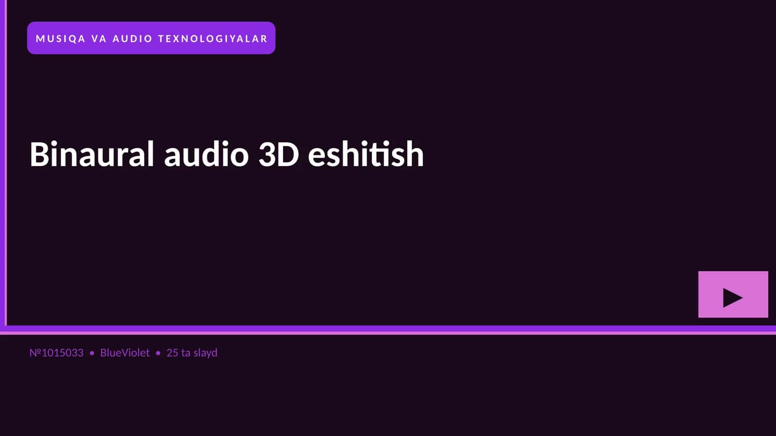 MUSIQA VA AUDIO TEXNOLOGIYALAR