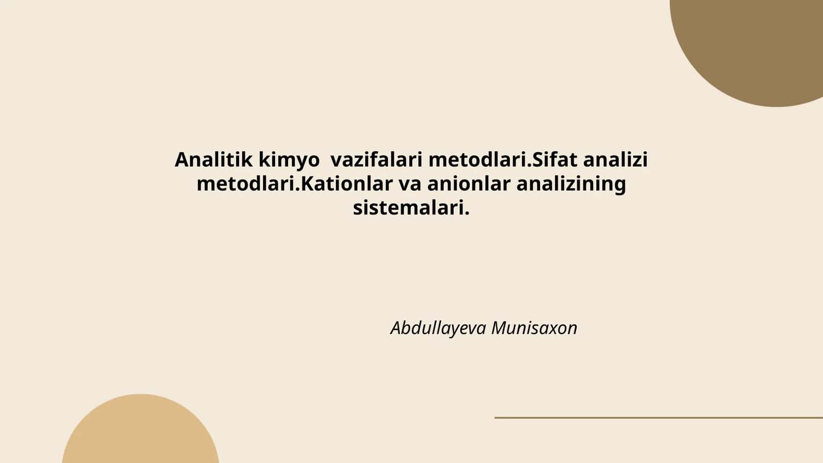 Analitik kimyo vazifalari metodlari