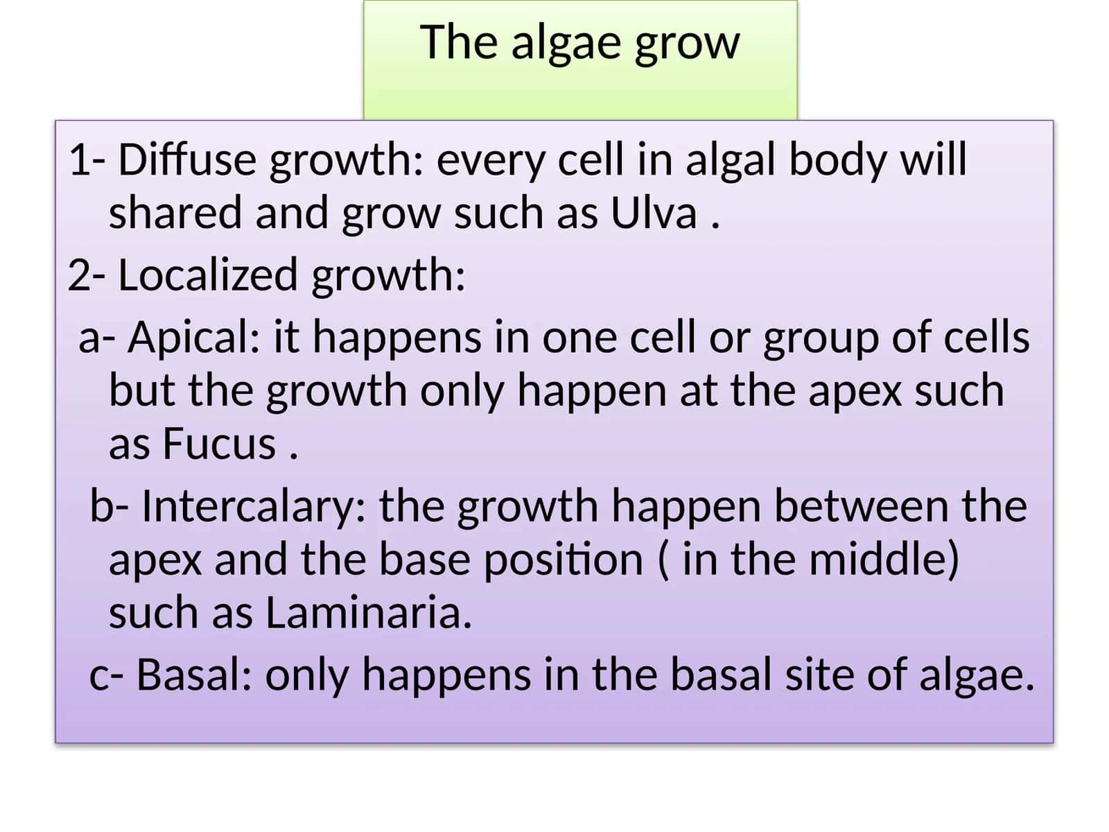 Algae Growth and Seasonal Life