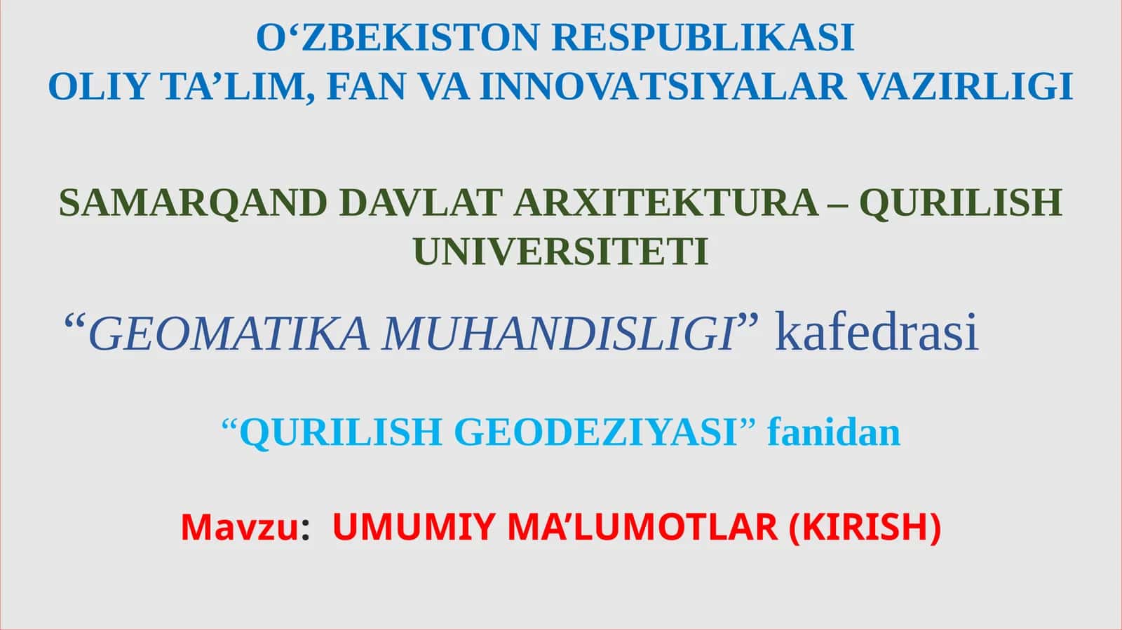 Qurilish Geodeziyasi