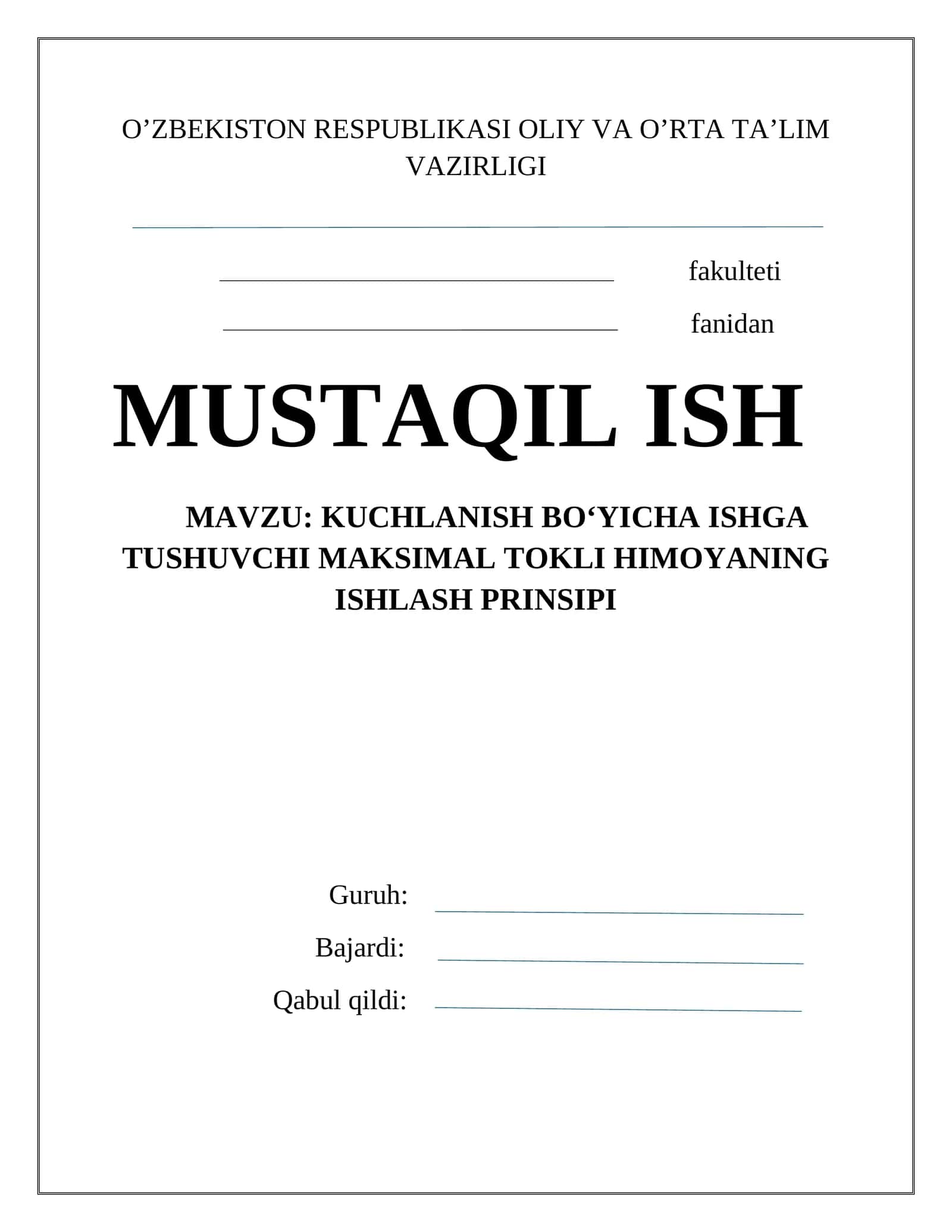 Kuchlanish bo‘yicha ishga tushuvchi MTX