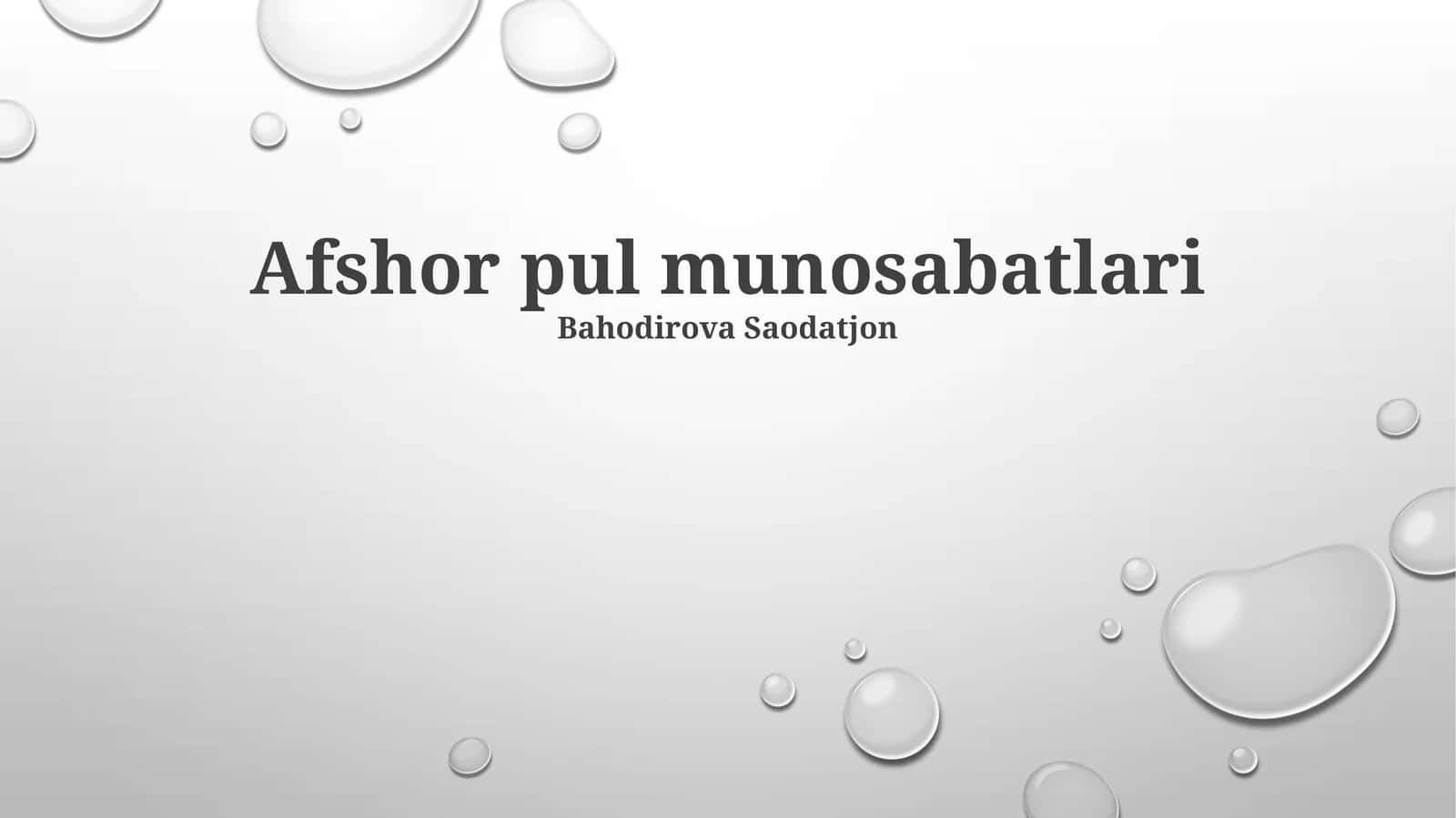 Afshor pul munosabatlari