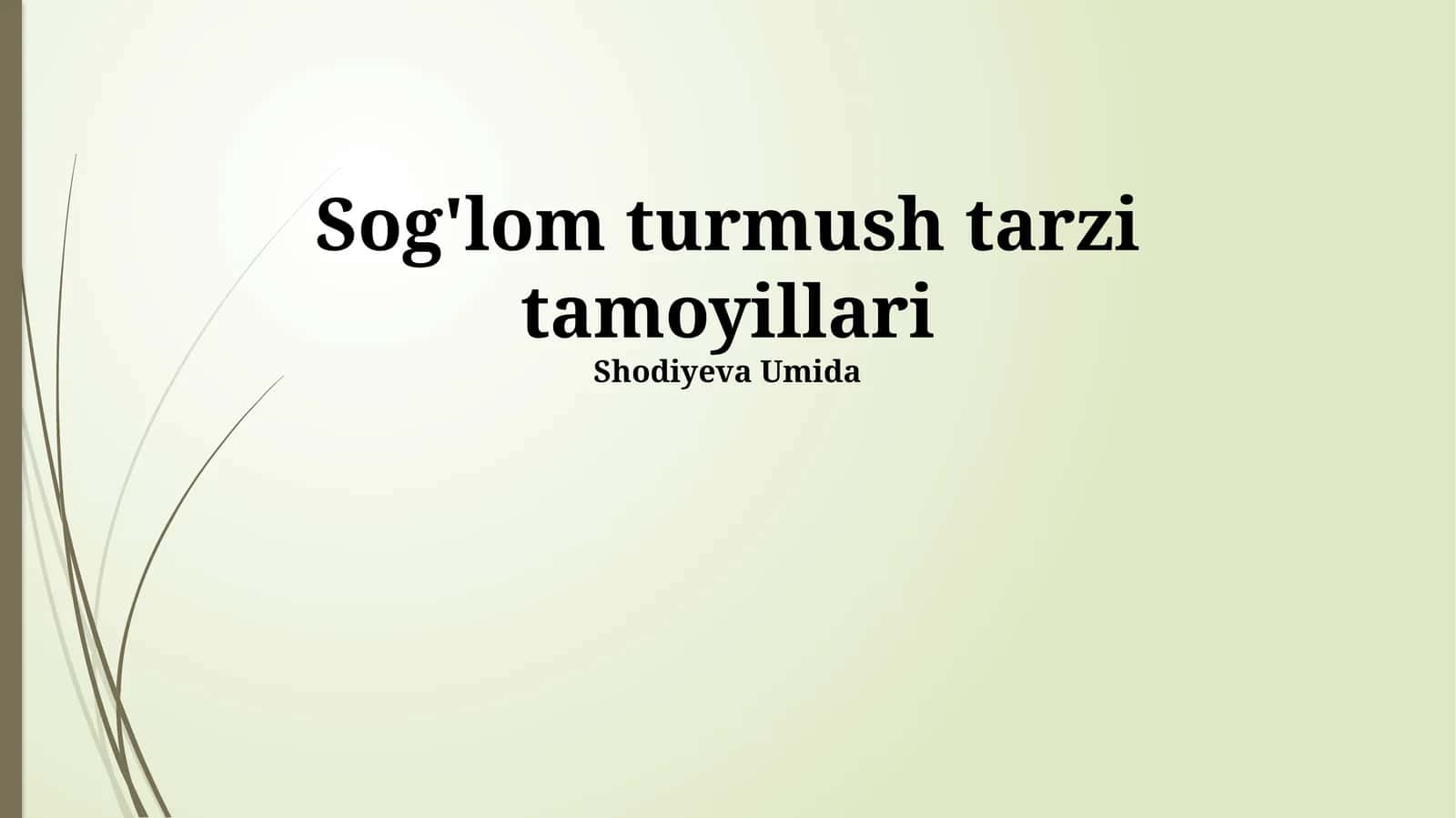 Sog'lom turmush tarzi tamoyillari