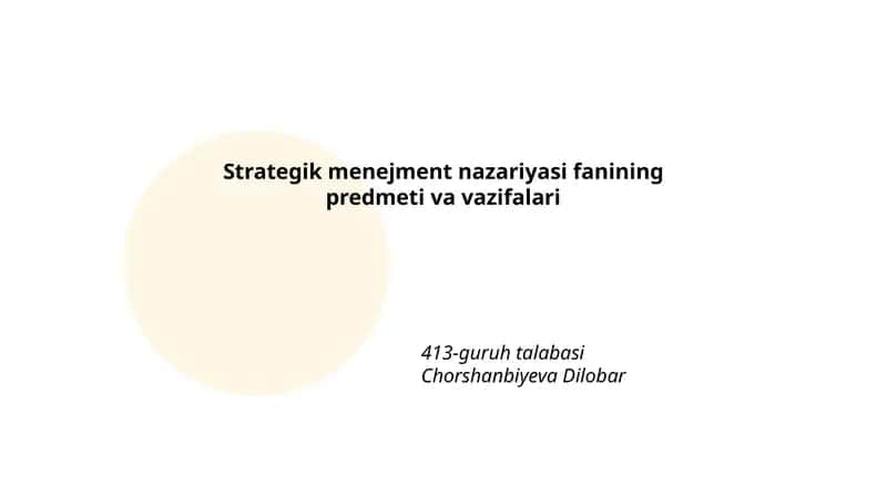 Strategik menejment nazariyasi