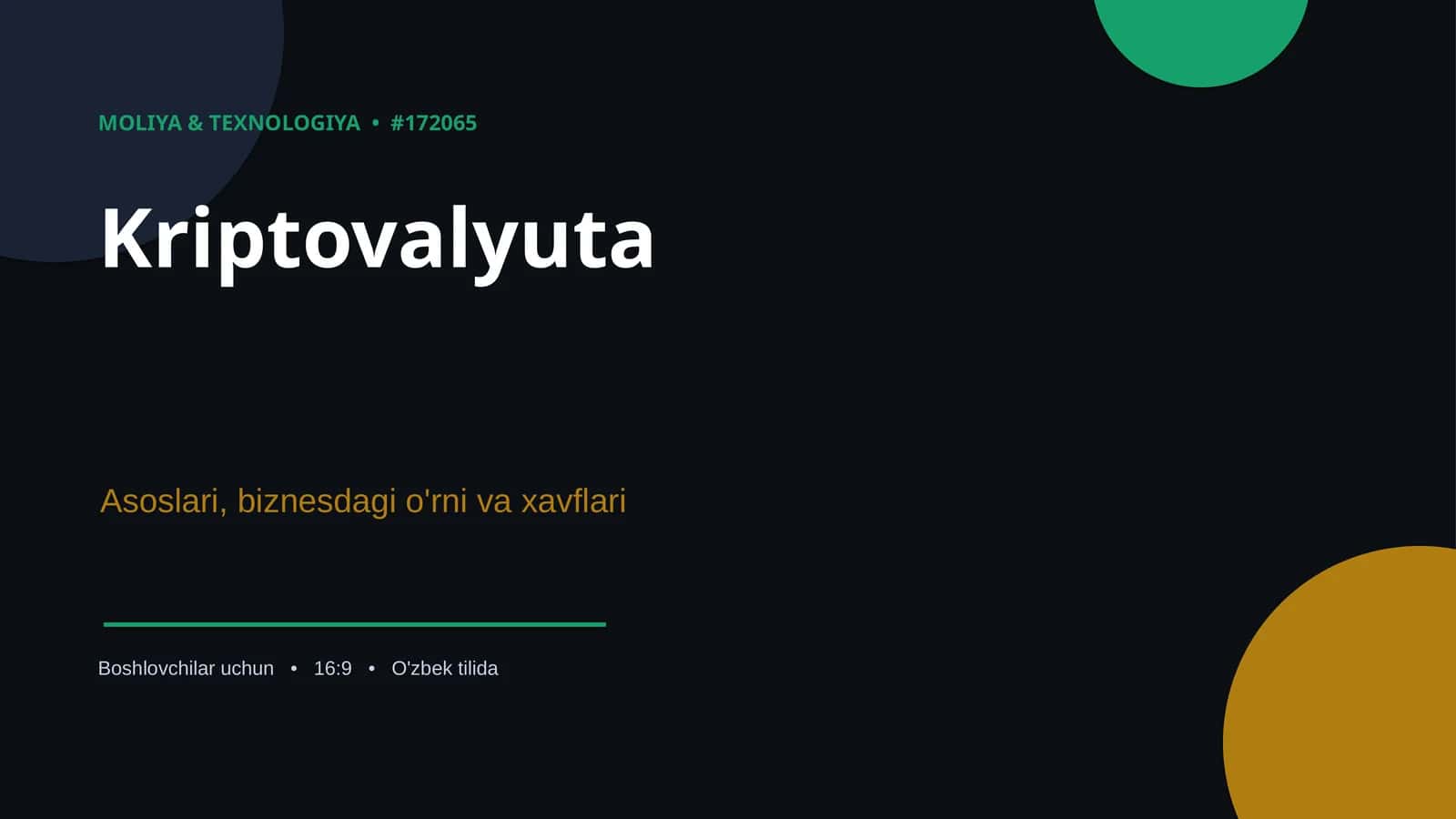 Kriptovalyuta Asoslari