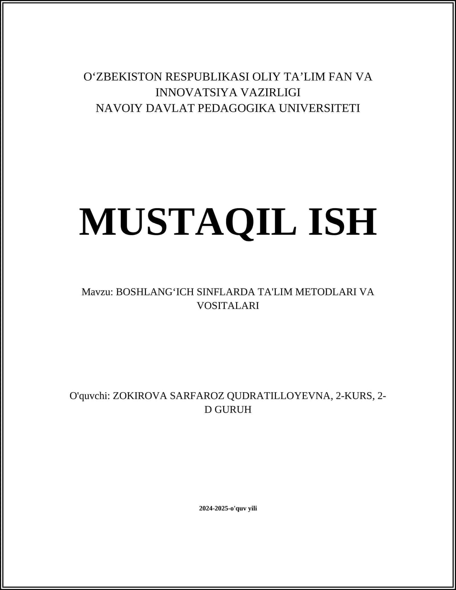 Interfaol o‘quv metodlari