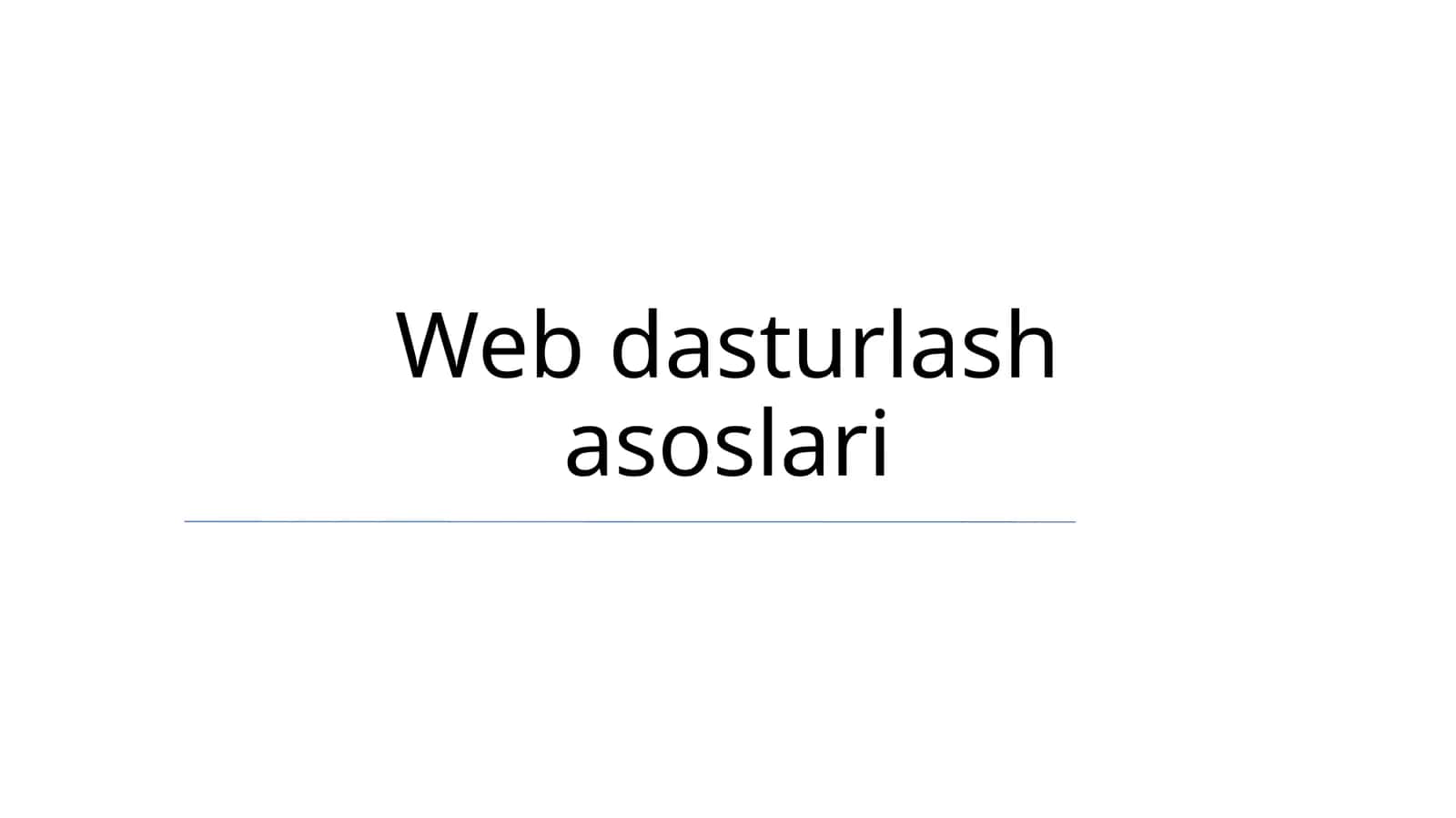 Web dasturlash asoslari