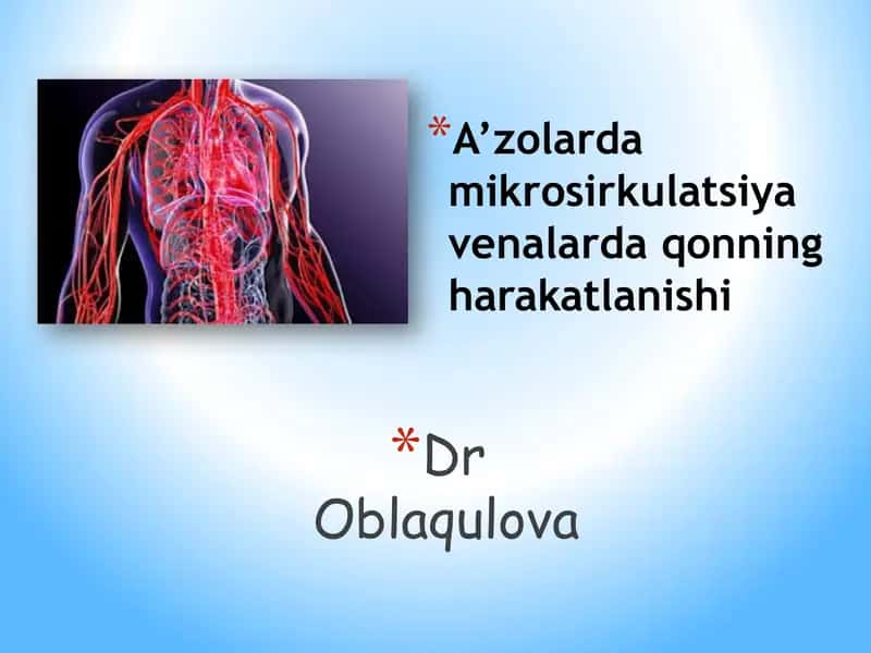 A’zolarda mikrosirkulatsiya venalarda qonning harakatlanishi