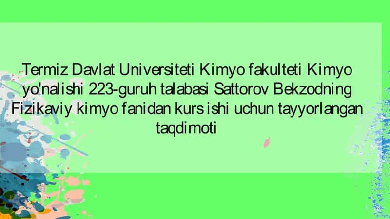 Fizika va Kimyo fanidan kurs