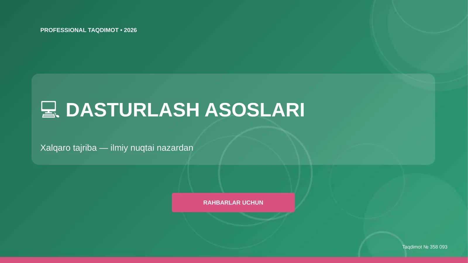 Dasturlash asoslari: Xalqaro tajriba — ilmiy nuqtai nazardan