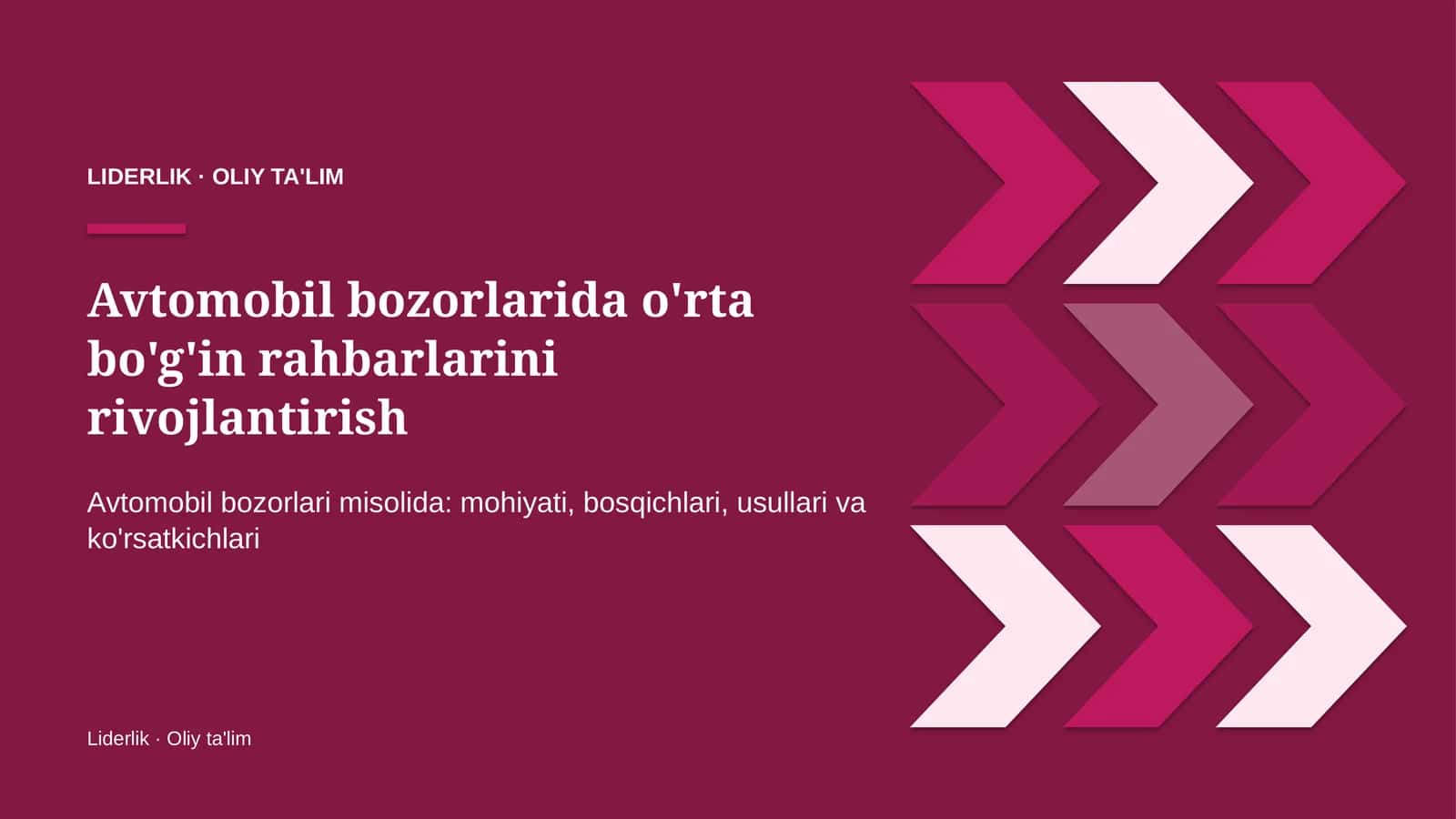 [Avtomobil bozorlarida o'rta bo'g'in rahbarlarini rivojlantirish]