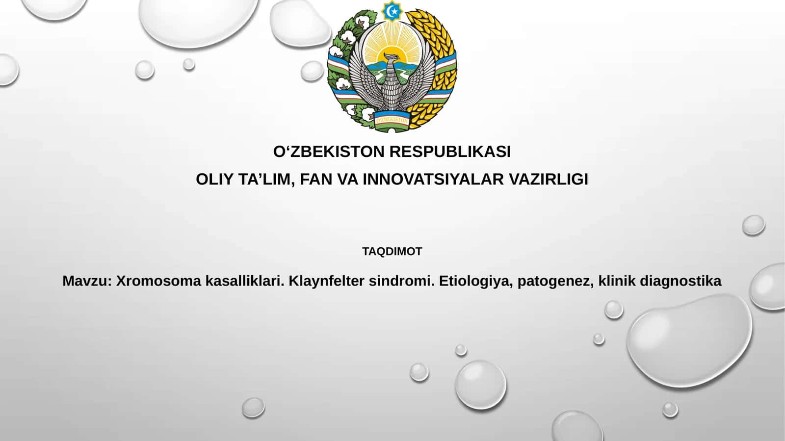 Xromosomakasalliklari.Klaynfeltersindromi.Etiologiya,patogenez,klinikdiagnostika