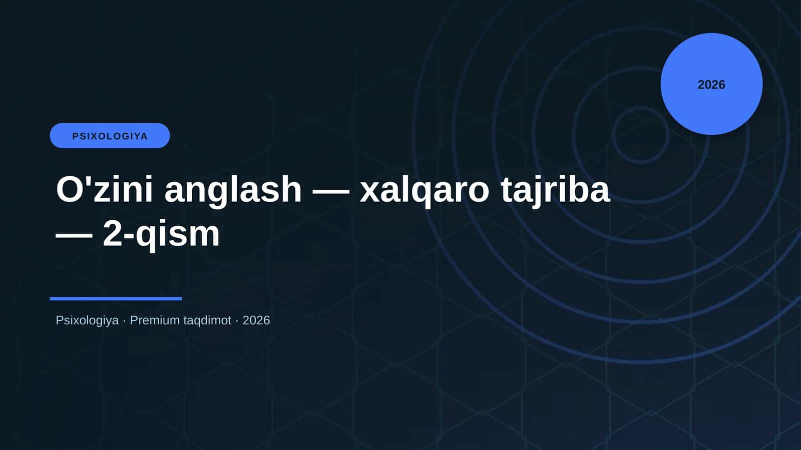O'zini anglash — xalqaro tajriba — 2-qism