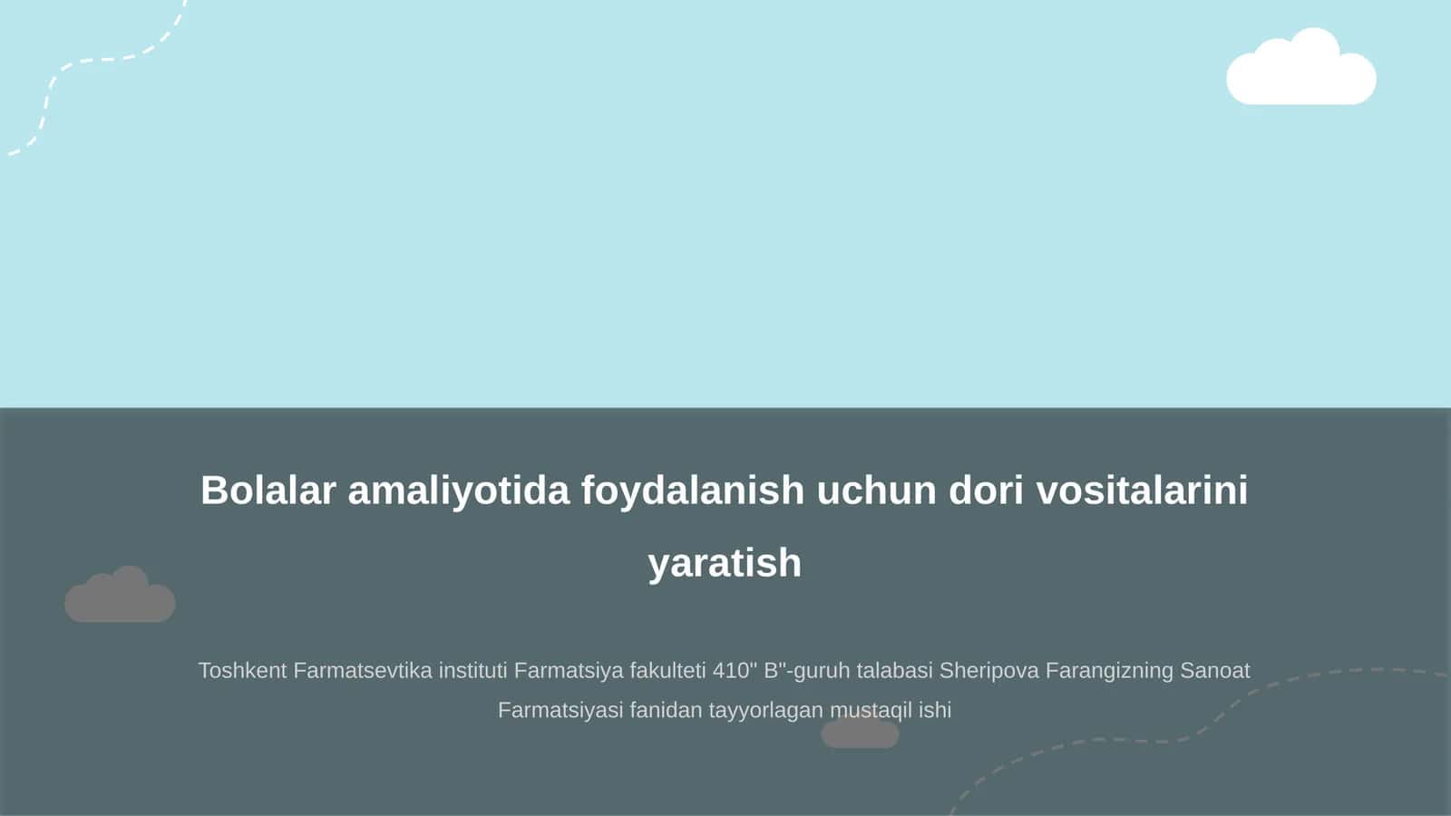 Bolalar dori vositalarini ishlab chiqarish standartlari