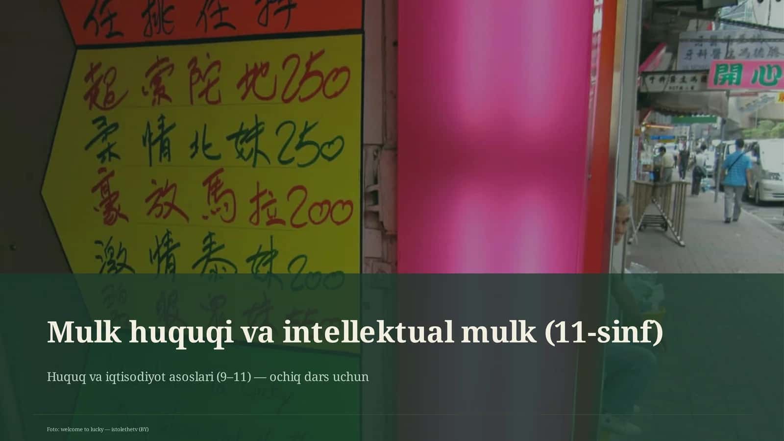 Mulk huquqi va intellektual mulk (11-sinf)