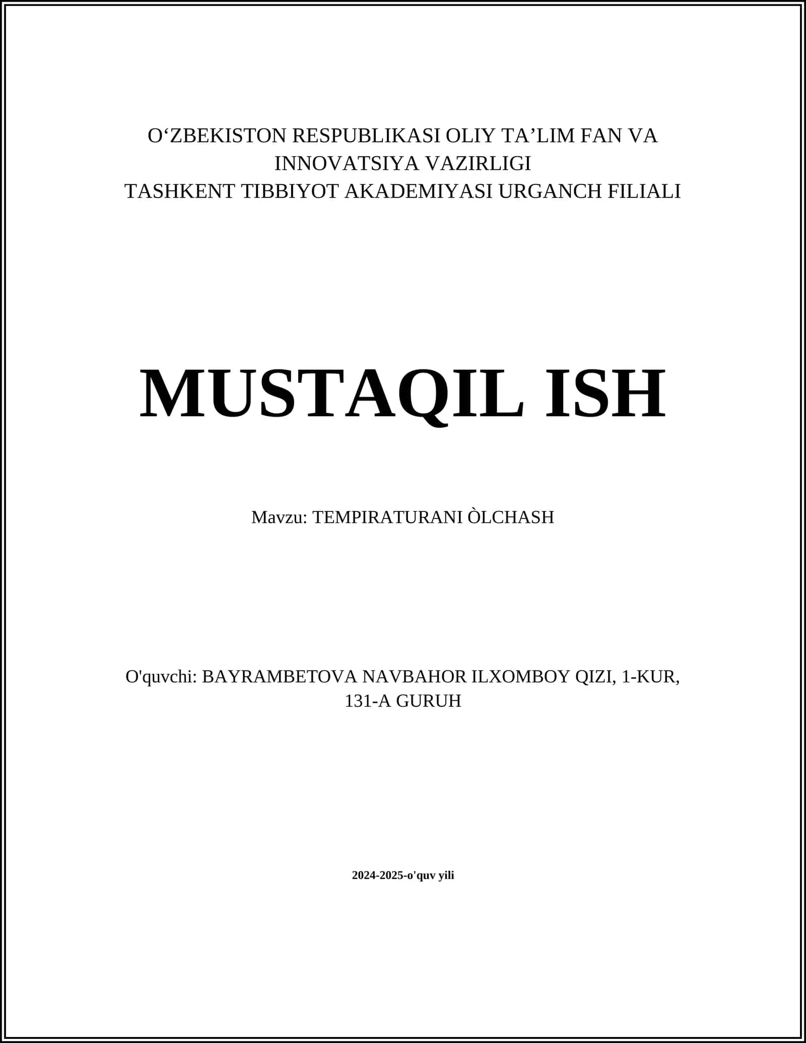 TEMPIRATURANI ÒLCHASH