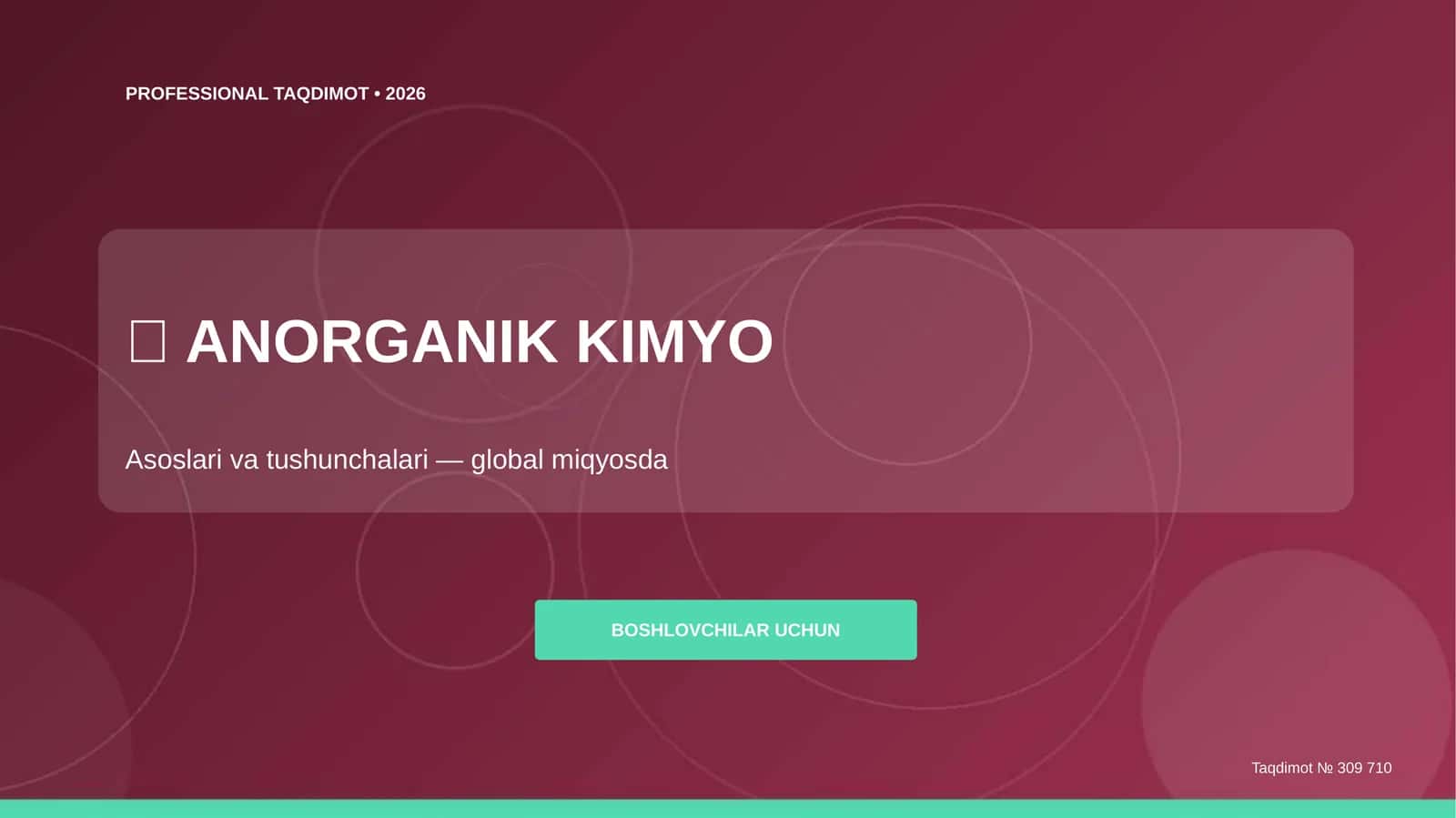 ANORGANIK KIMYO Asoslari va tushunchalari