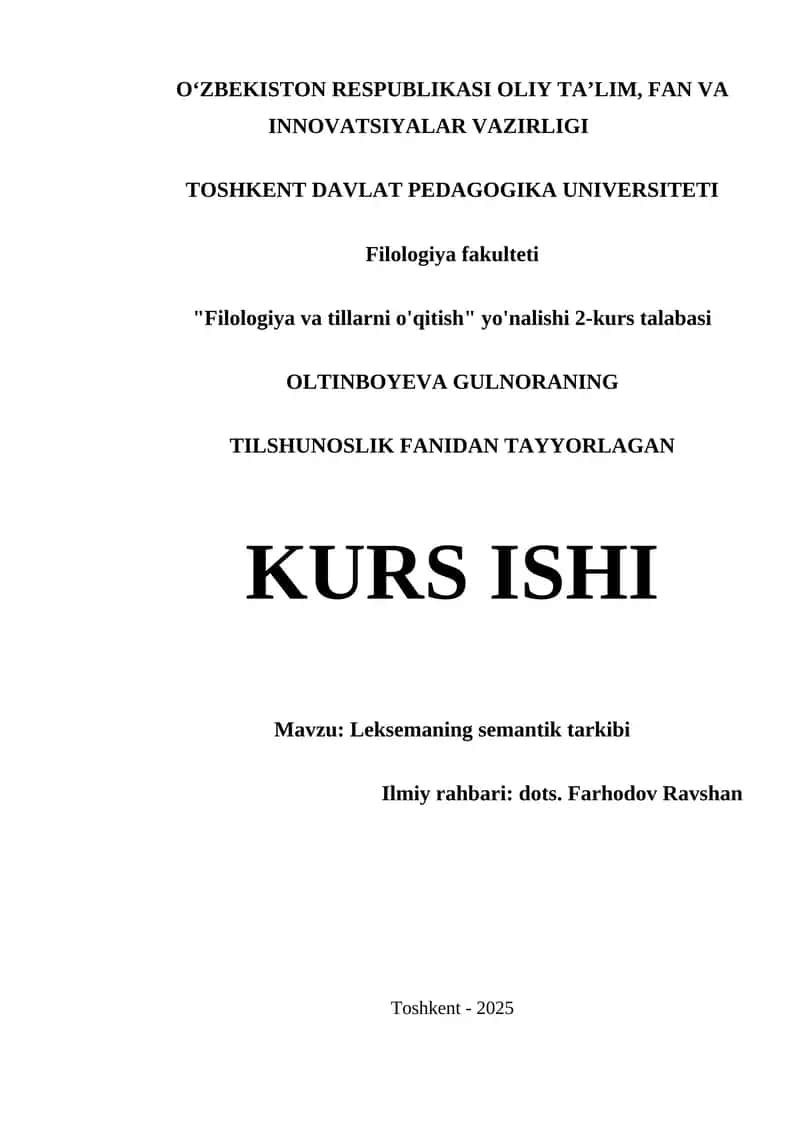 Leksemaning semantik tarkibi