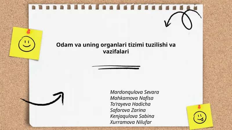 Odam va uning organlari tizimi tuzilishi va vazifalari