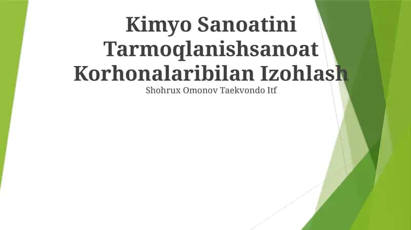 Kimyo Sanoatini Tarmoqlanishsanoat Korhonalaribilan Izohlash