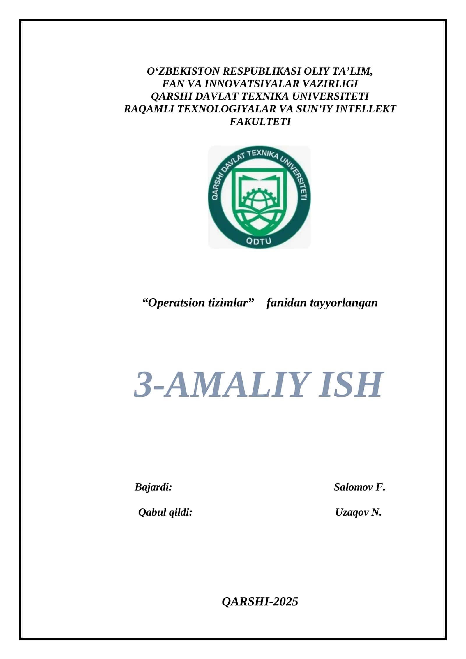 Operatsion tizimlarda fayl tizimi bilan ishlash