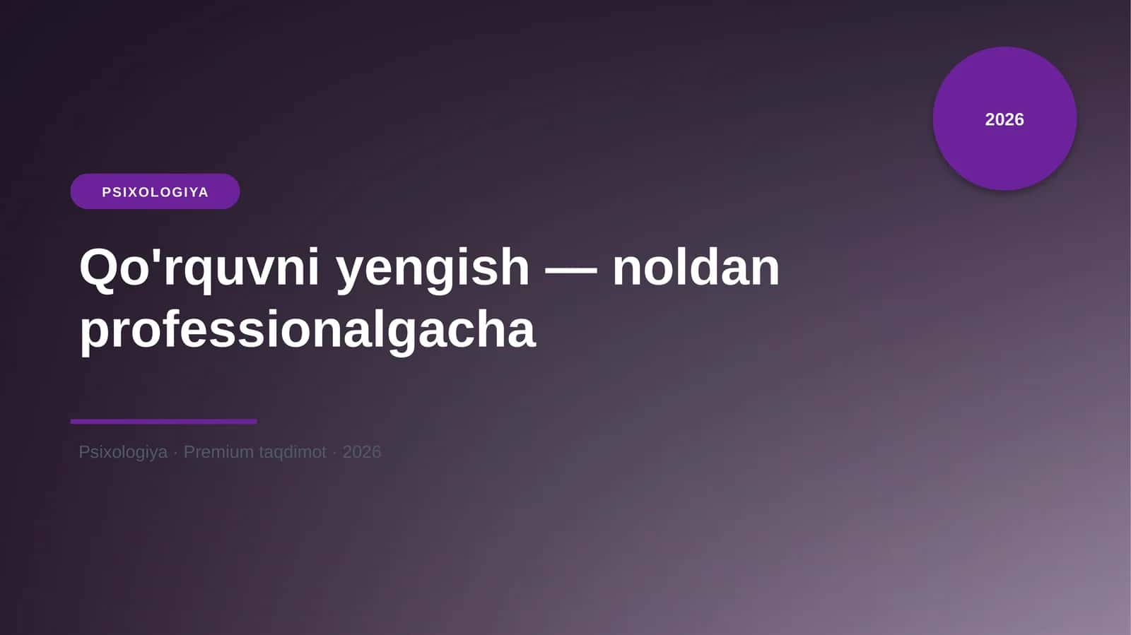 Qo'rquvni yengish — noldan professionalgacha