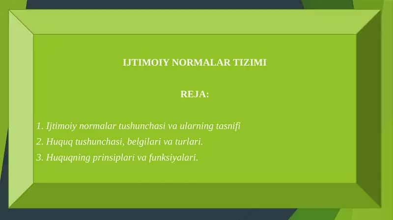 IJTIMOIY NORMALAR TIZIMI