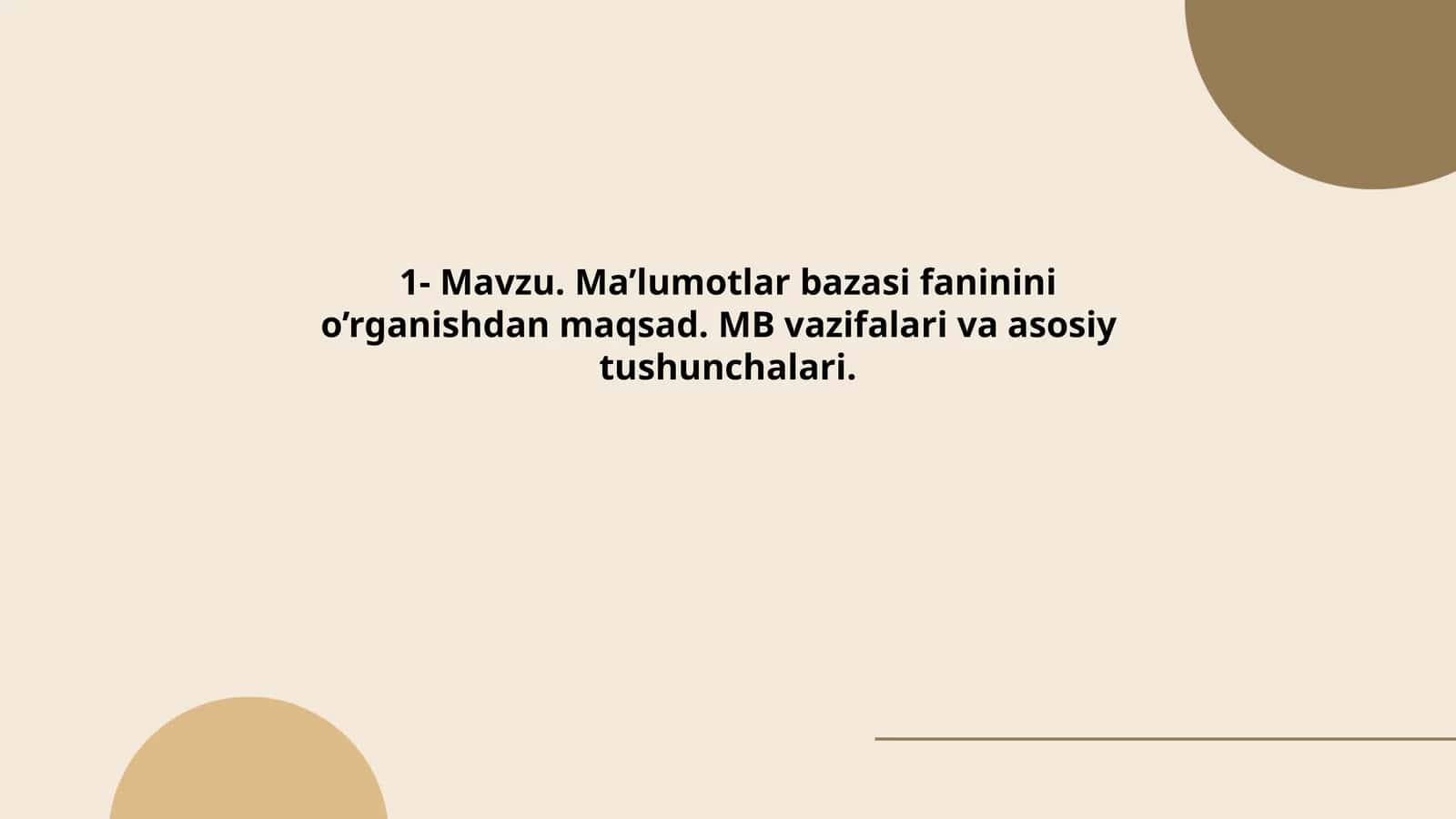 Ma'lumotlar Bazasi Fanining O'rganish Praktikumi
