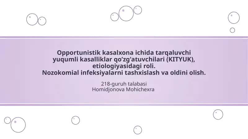 Nozokomial infeksiyalarni tashxislash va oldini olish