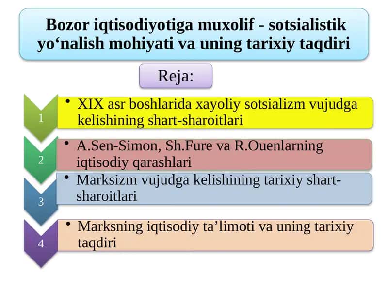 XIX asr boshlarida xayoliy sotsializm vujudga kelishining shart-sharoitlari