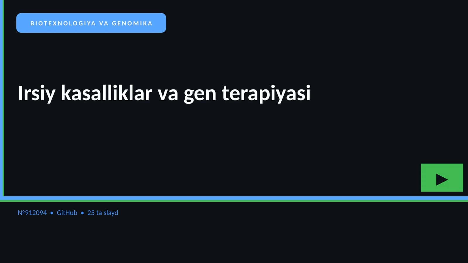 BIOTEXNOLOGIYA VA GENOMIKA