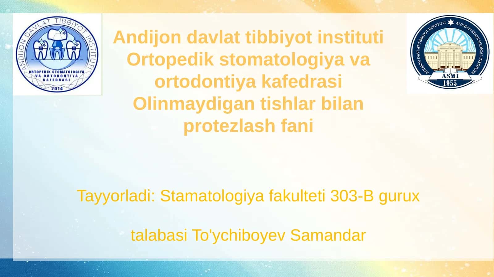 Ortopedik stomatologiya va ortodontiya