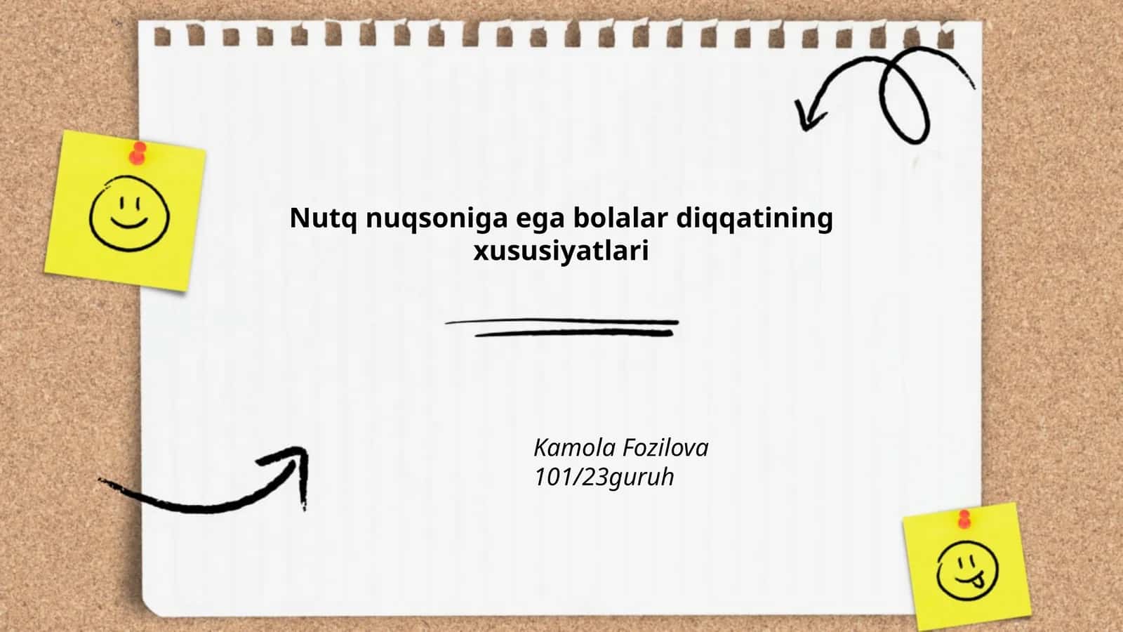 Nutq nuqsoniga ega bolalar diqqatining xususiyatlari