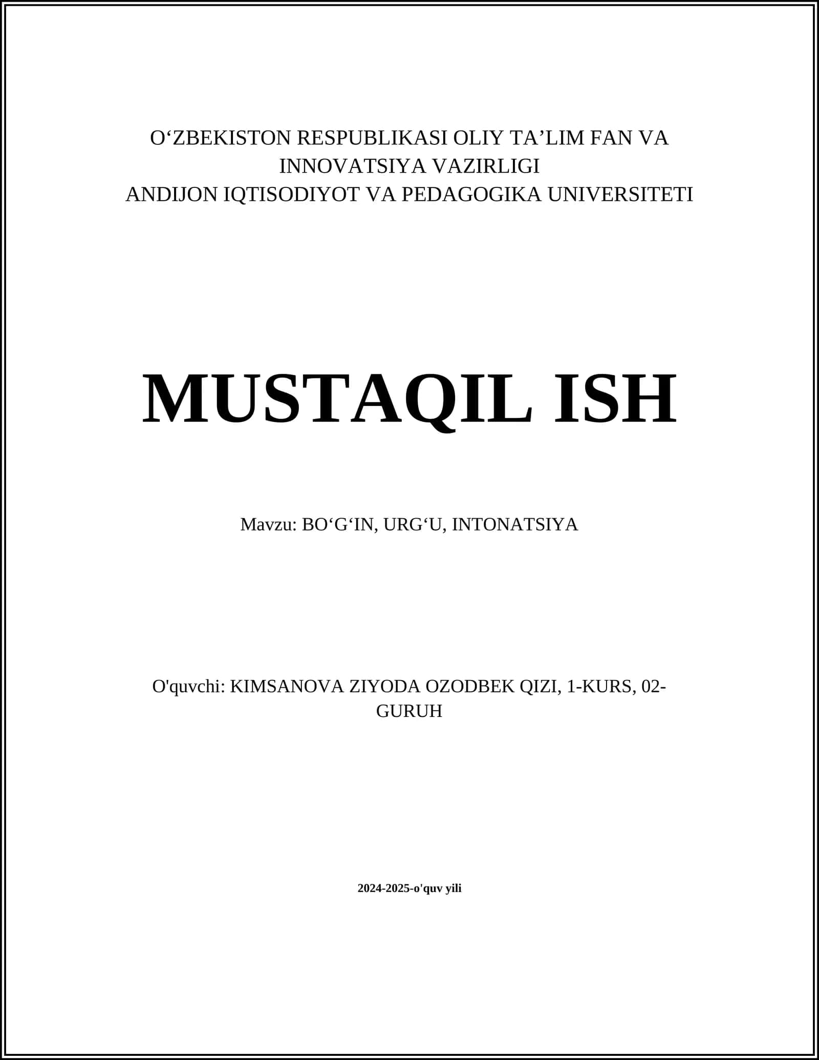 Bo'g'in Tuzilishi va Turlari