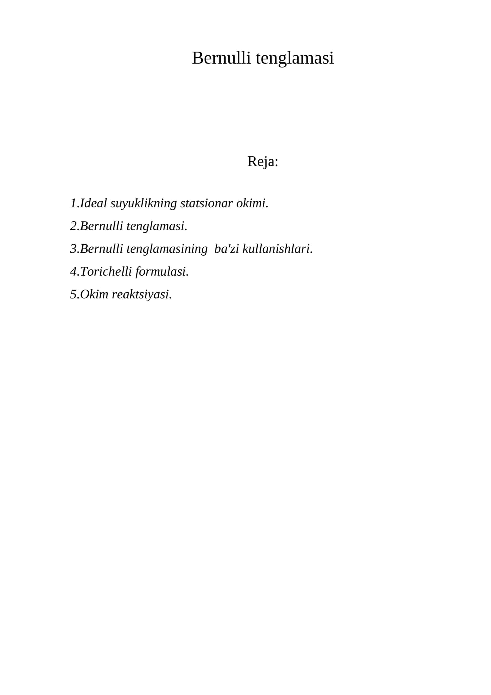 Bеrnulli tеnglamasi