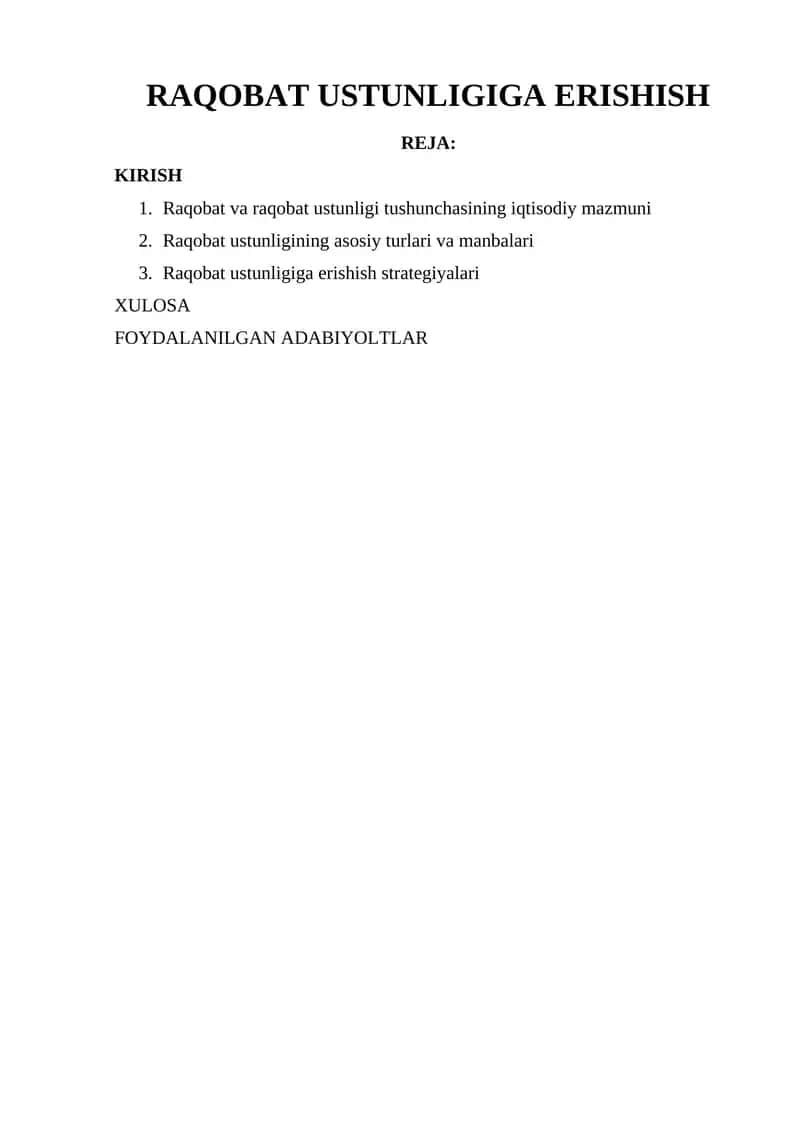 RAQOBAT USTUNLIGIGA ERISHISH