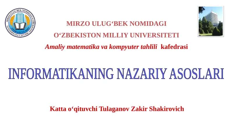 Informatikaning nazariy asoslariga kirish