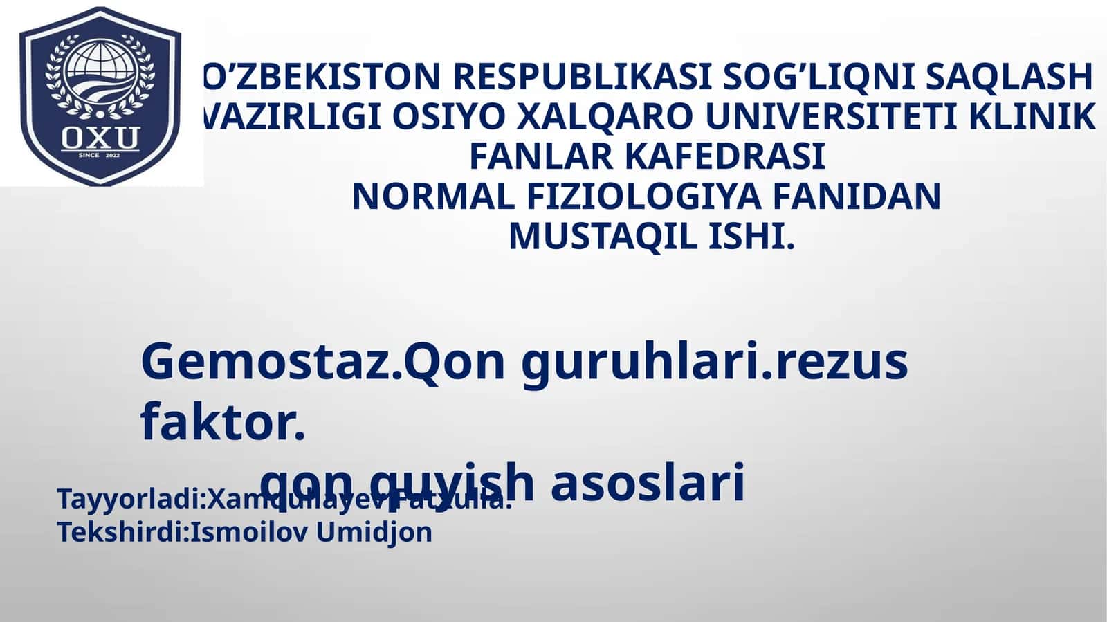 MAVZU: Fiziologiyani fizika, kimyo, biologiya, anatomiya, gistologiya, kibernetika bilan bog'liqligi. Bez to'qimasining elektrofiziologiyasi.