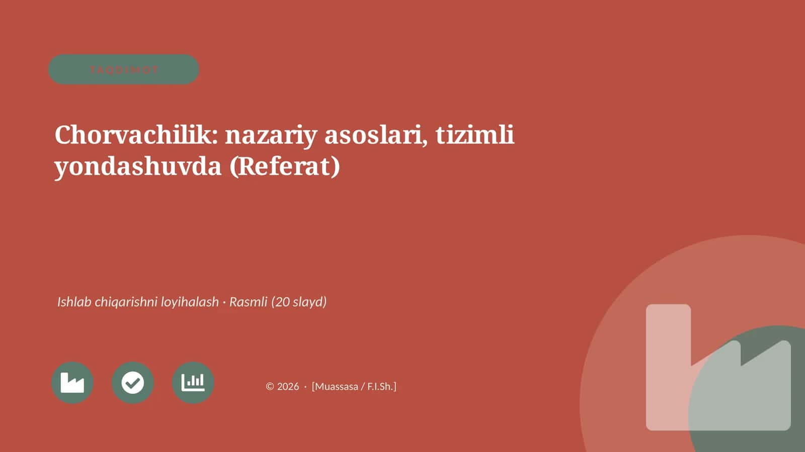 Chorvachilik: nazariy asoslari, tizimli yondashuvda (Referat)