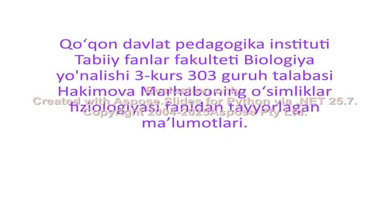 O'simliklar fiziologiyasi