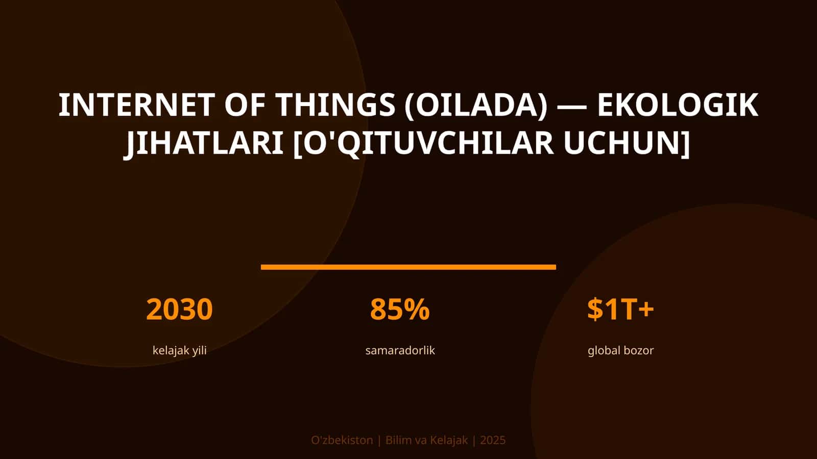 INTERNET OF THINGS (OILADA) — EKOLOGIK JIHATLARI [O'QITUVCHILAR UCHUN]
